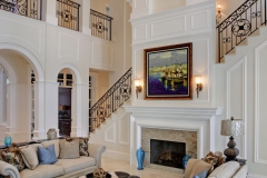 light white fireplace cast stone surround and mantel