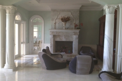 outdoor fireplace in logia