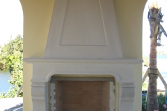 stone fireplace with over mantel