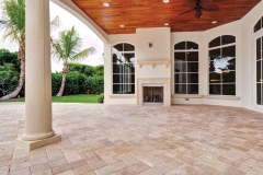 newly built house with outdoor fireplace surround