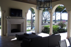 loggia with large open fireplace in florida