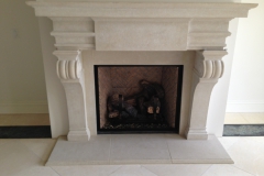 scroll bracket stone fireplace mantel