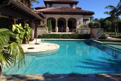 outdoor collonade trimed with faux stone and stone trim