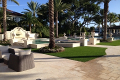 outdoor reflection pond with pots