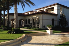 outdoor garden trimmed in cast stone