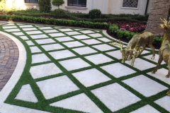 cast stone pavers with grass