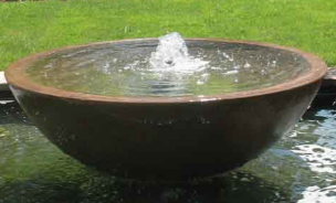 modern concrete bowl water feature