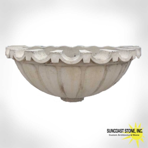 art deco style scalloped wall bowl water feature