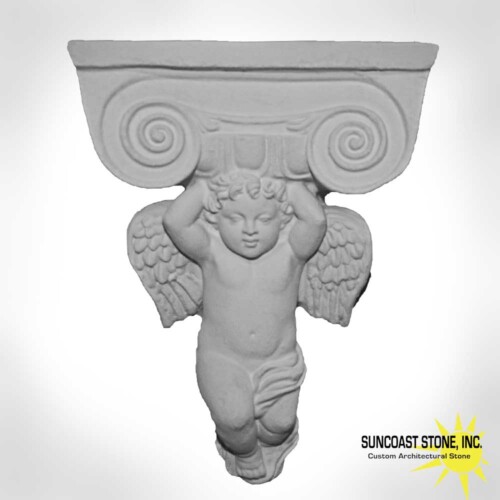 12 inch tall winged cherub bracket