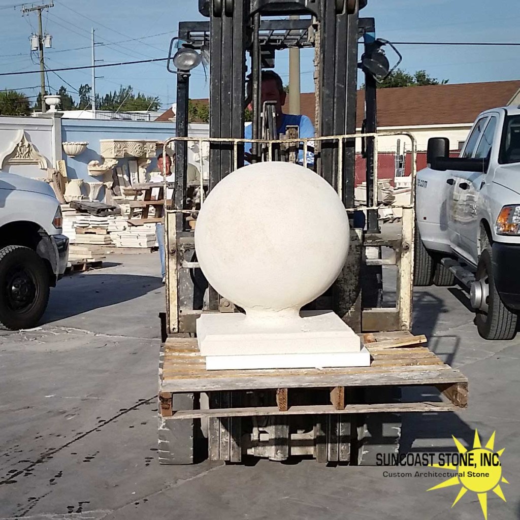F3 24 inch diameter concrete ball finial with square base Suncoast